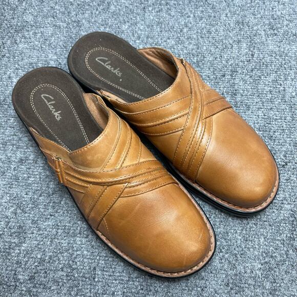 Clarks Womens Slip-on Mules Brown Size 10 M - Picture 1 of 9
